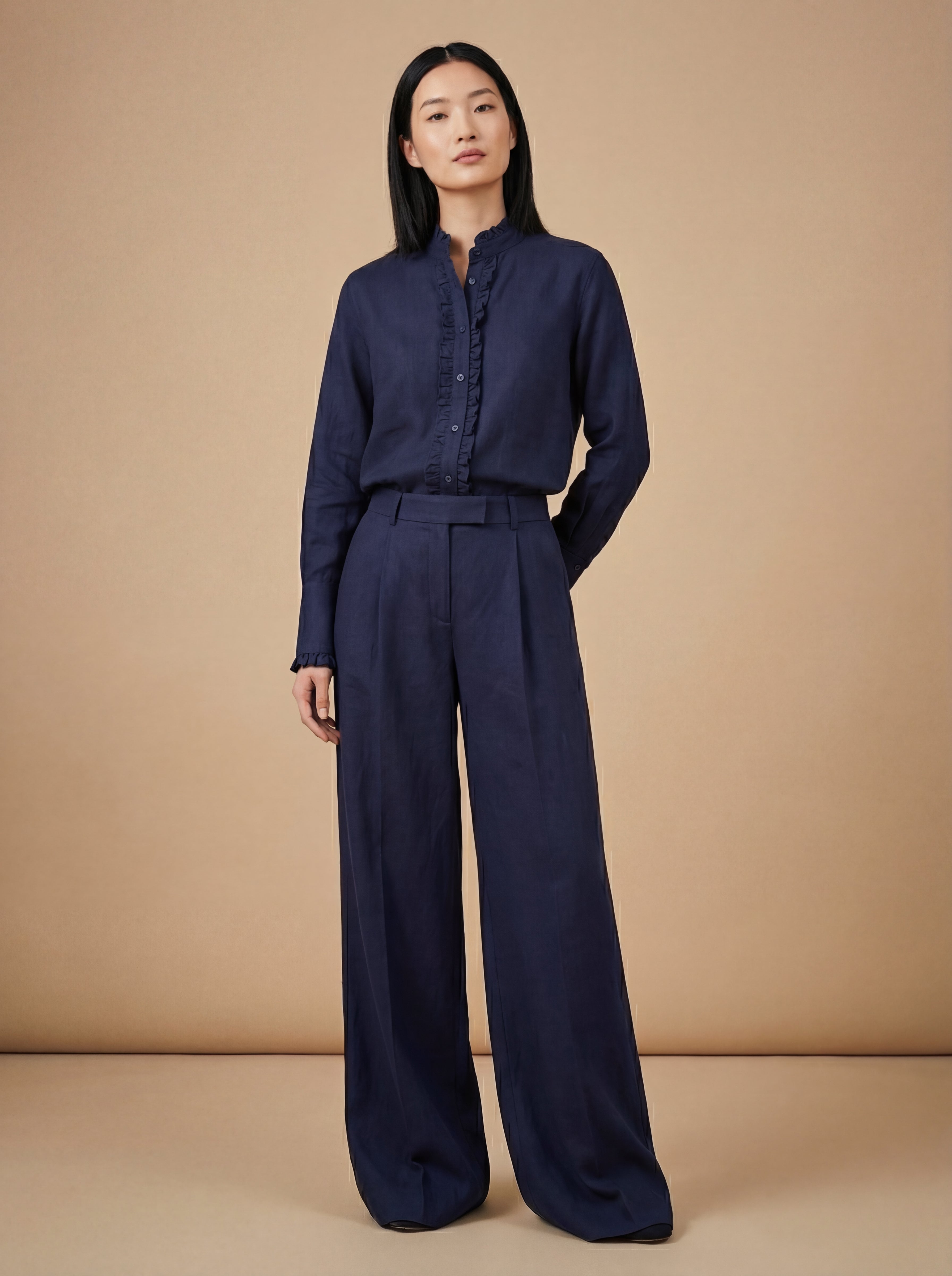 Conjunto Camisa Ângela e Calça Vera Linho Puro · 2 peças