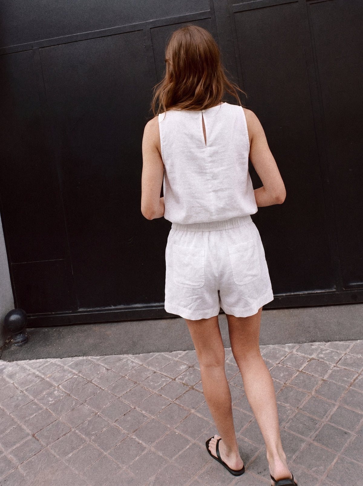 Conjunto Flora Linho Puro · 2 peças Branco — Costas