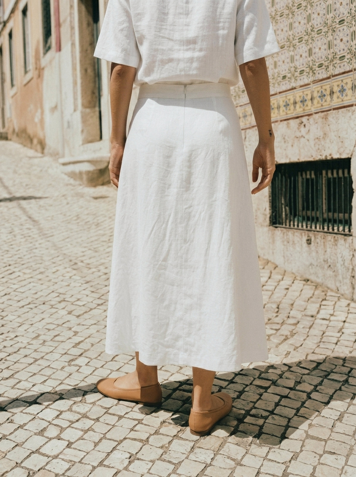 Saia Thainá Linho Puro Branco — Rua Costas