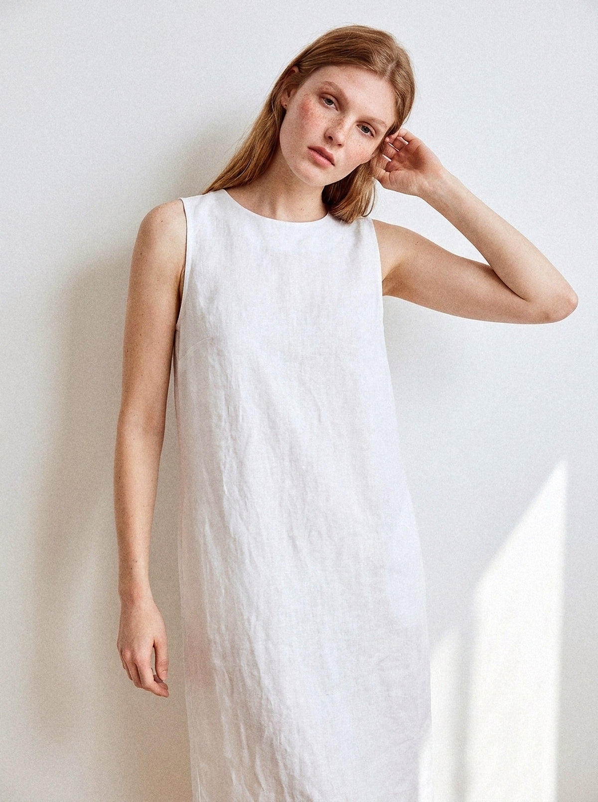 Vestido Alice Midi Linho Puro Branco — Estúdio Close