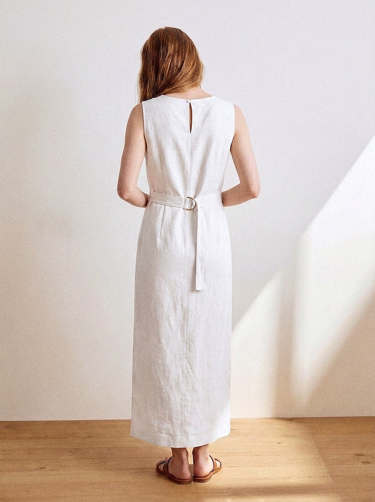 Vestido Alice Midi Linho Puro Branco — Estúdio Costas