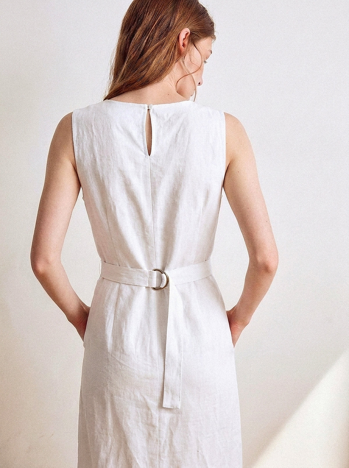 Vestido Alice Midi Linho Puro Branco — Estúdio Costas Close
