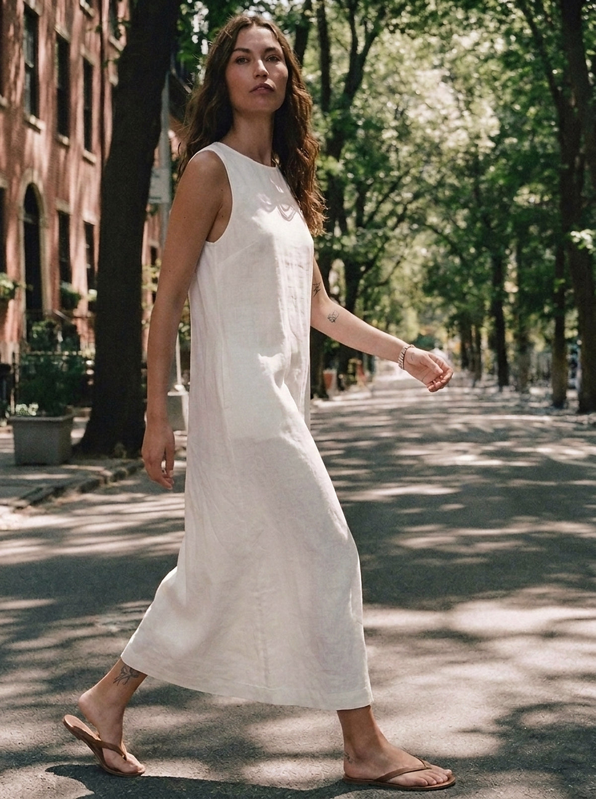 Vestido Alice Midi Linho Puro Branco — Parque Andando 02 v3