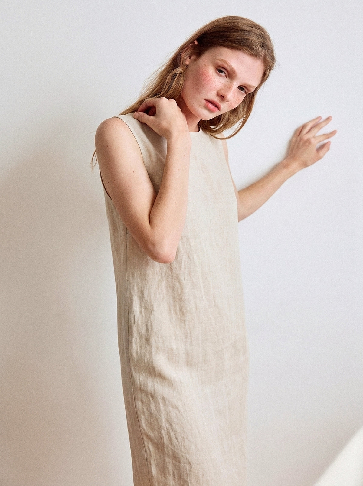 Vestido Alice Midi Linho Puro Cru — Estúdio Close