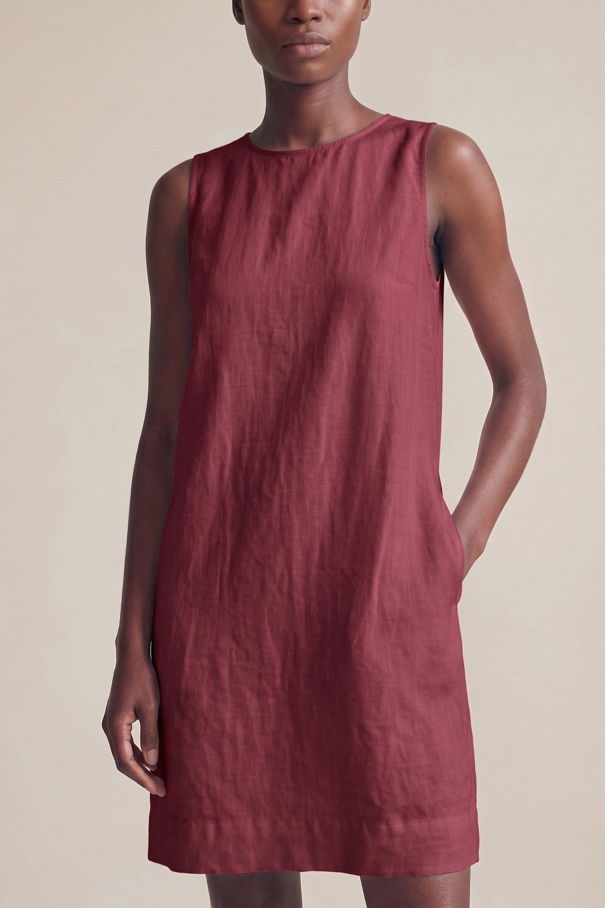 Vestido Alice Linho Puro Marsala — Detalhe