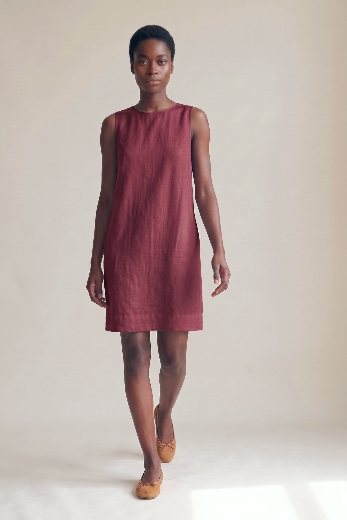 Vestido Alice Linho Puro Marsala — Andando