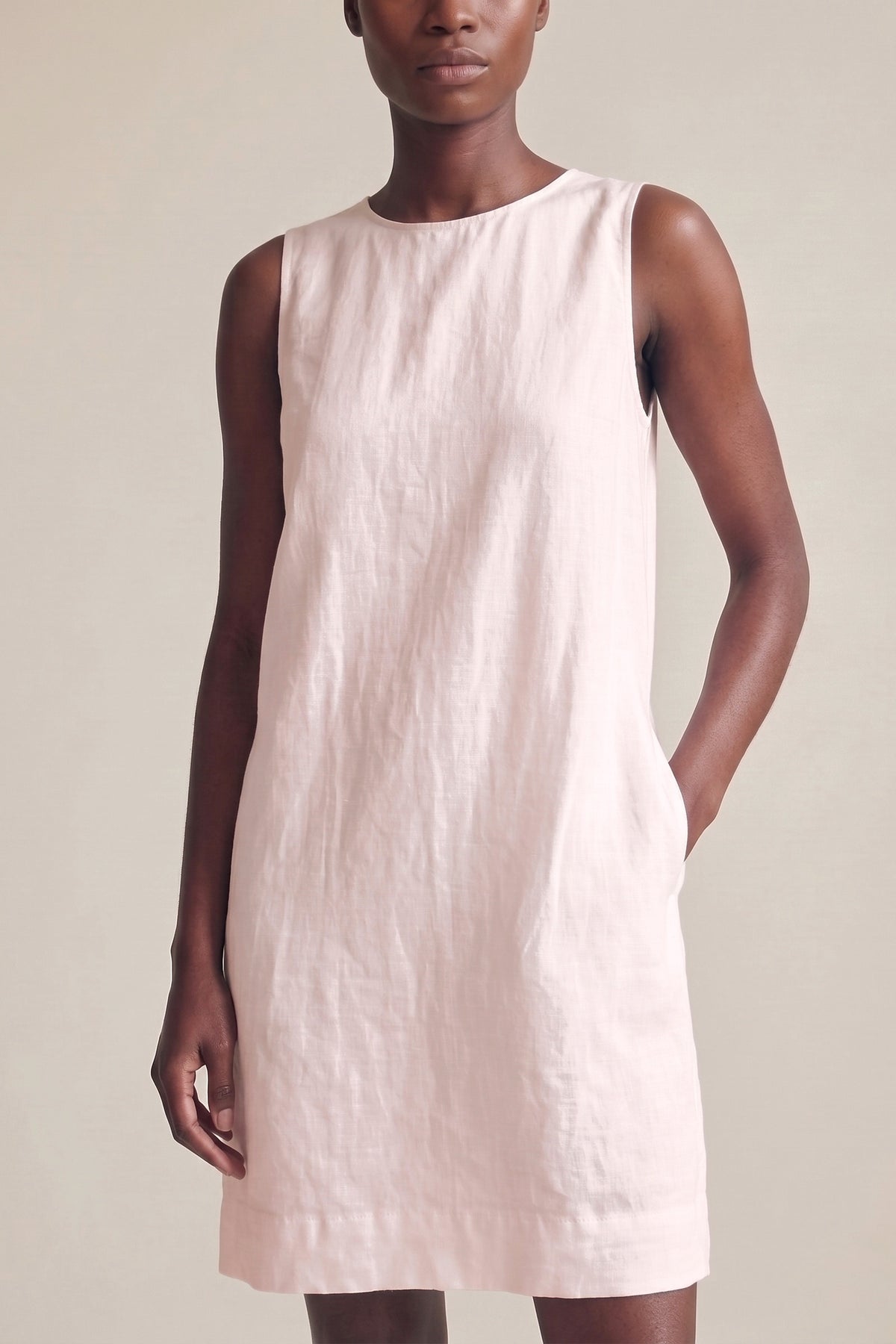 Vestido Alice Linho Puro Rosa Bebê — Detalhe