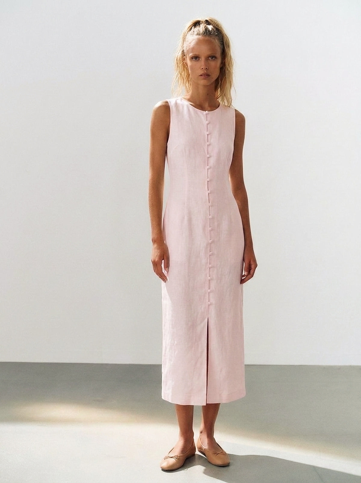 Vestido Midi Carol Rosa Bebê — Estúdio Frente