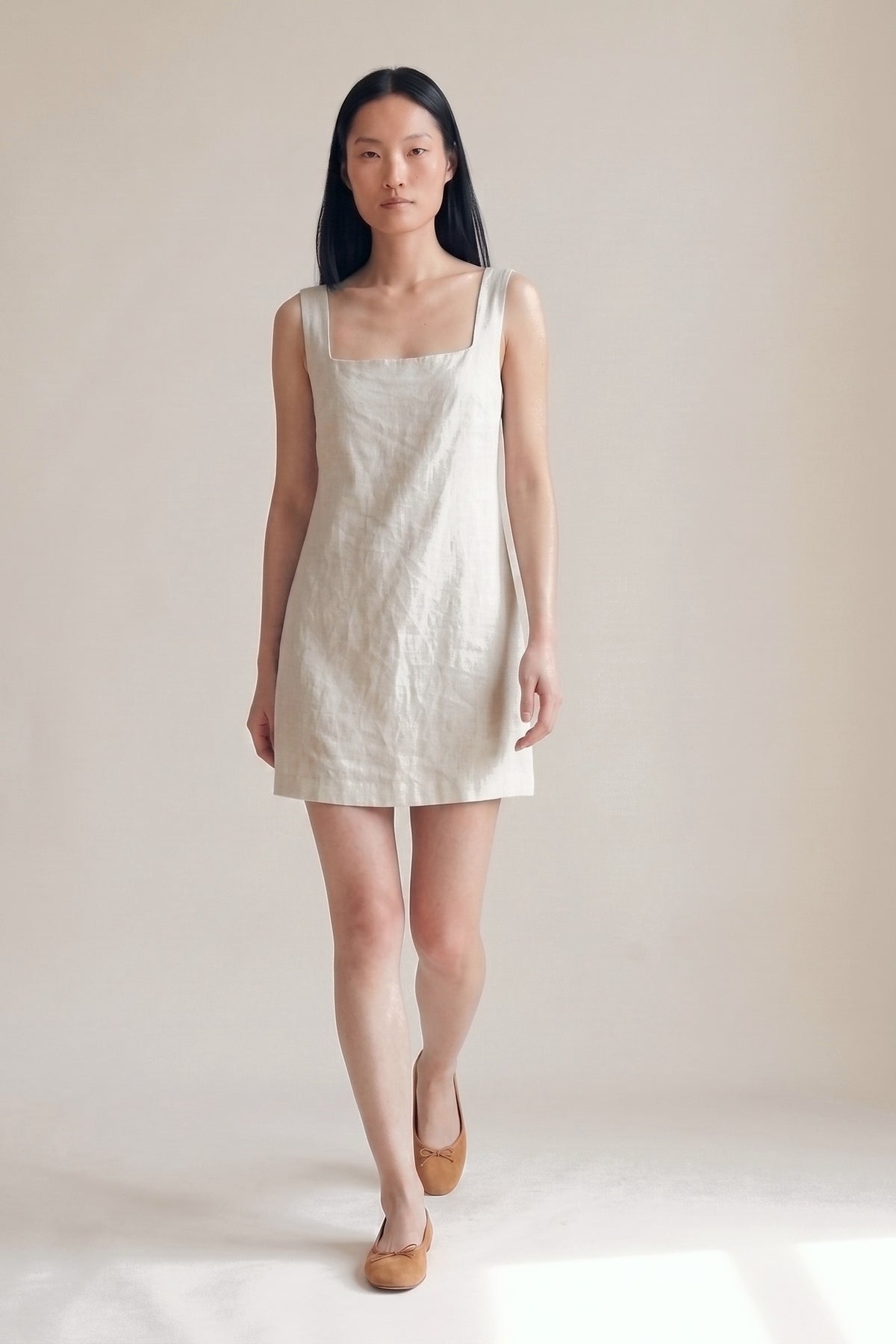 Vestido Laura Linho Puro Cru — Andando #Cor_Cru