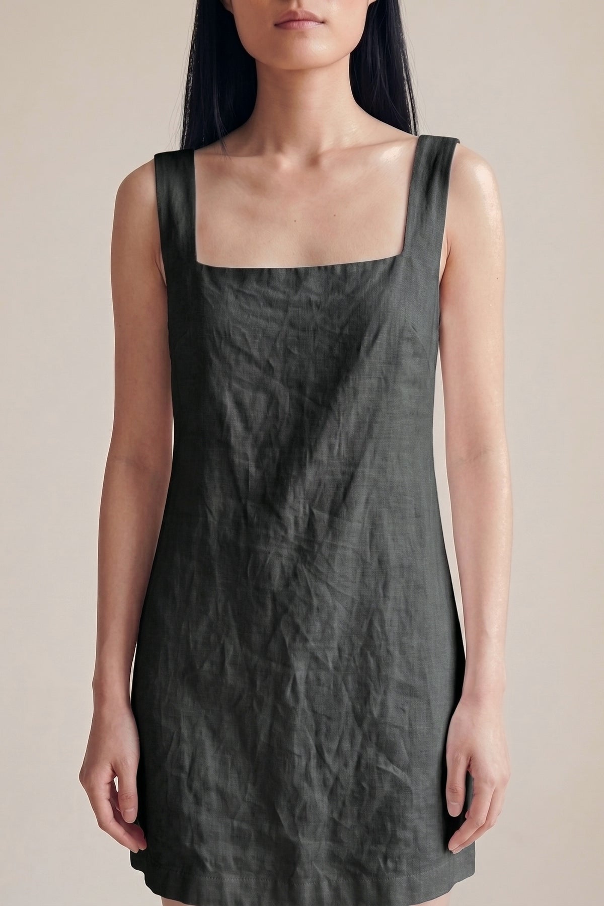 Vestido Laura Linho Puro Preto — Detalhe #Cor_Preto