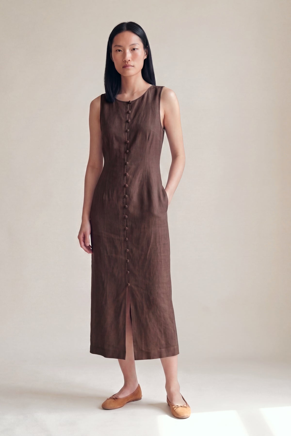 Vestido Midi Carol Chocolate — Frente
