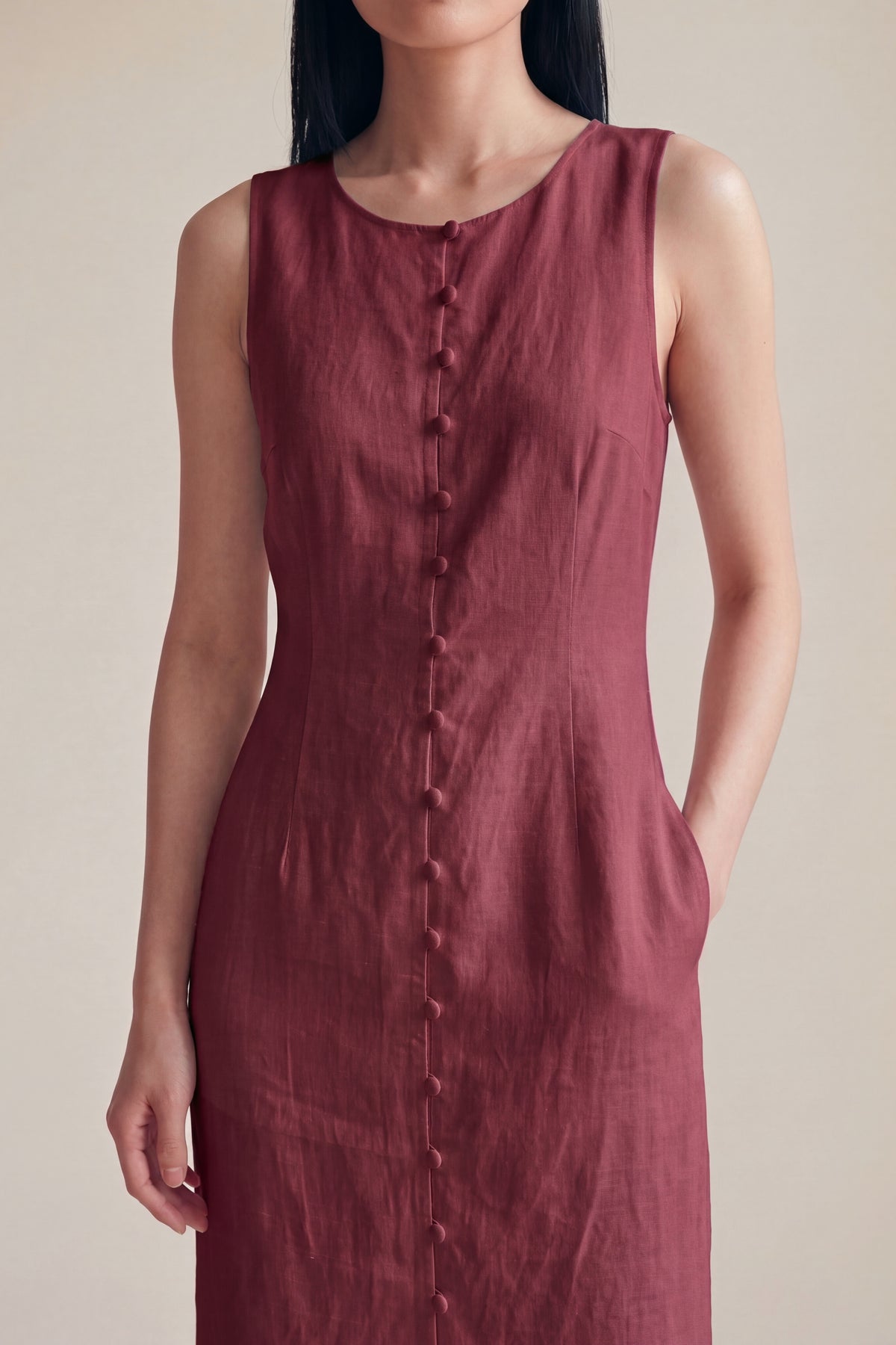Vestido Midi Carol Marsala — Detalhe