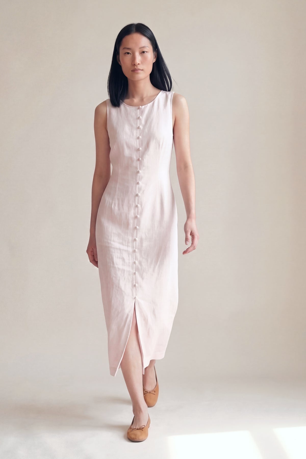 Vestido Midi Carol Rosa Bebê — Andando