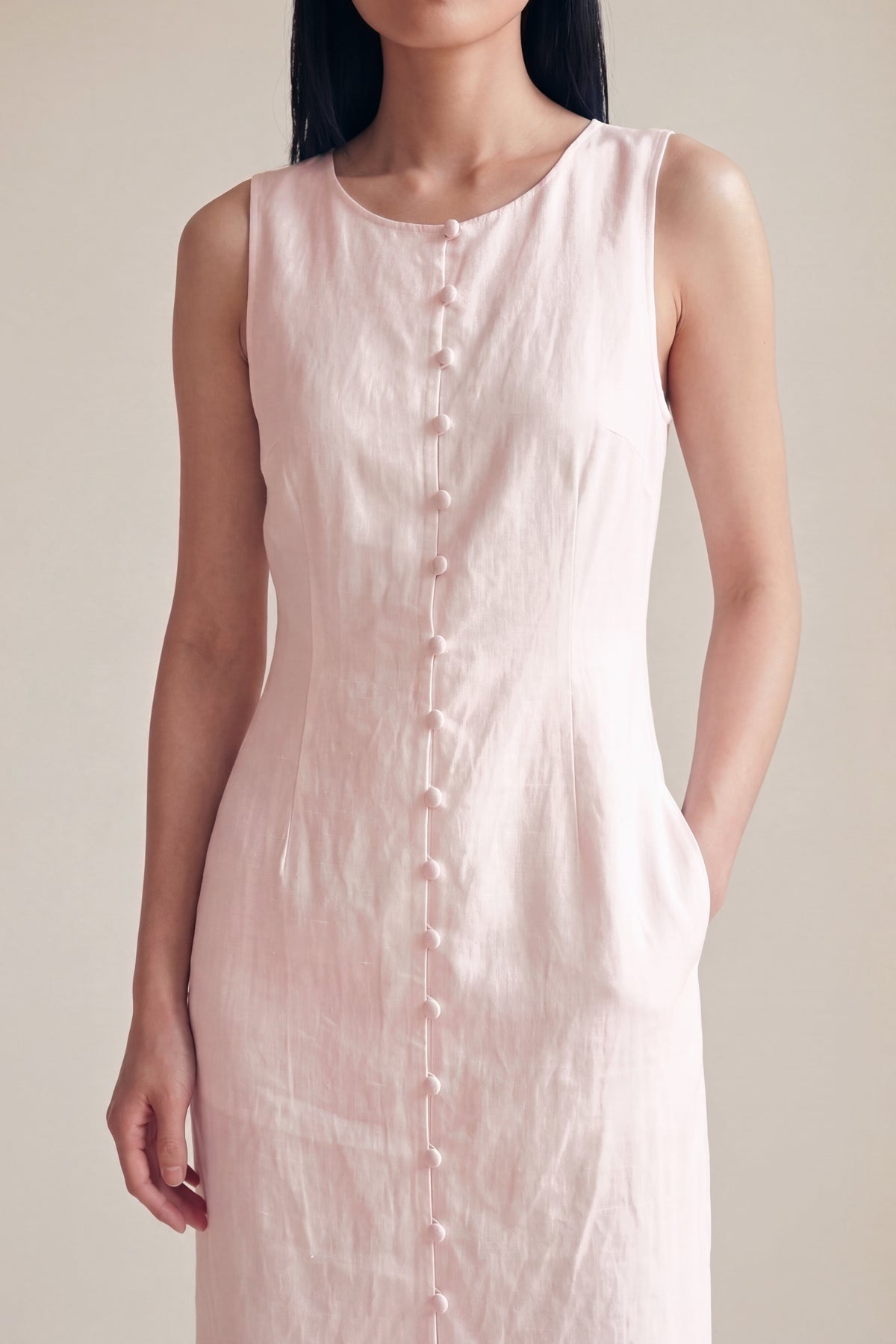 Vestido Midi Carol Rosa Bebê — Detalhe