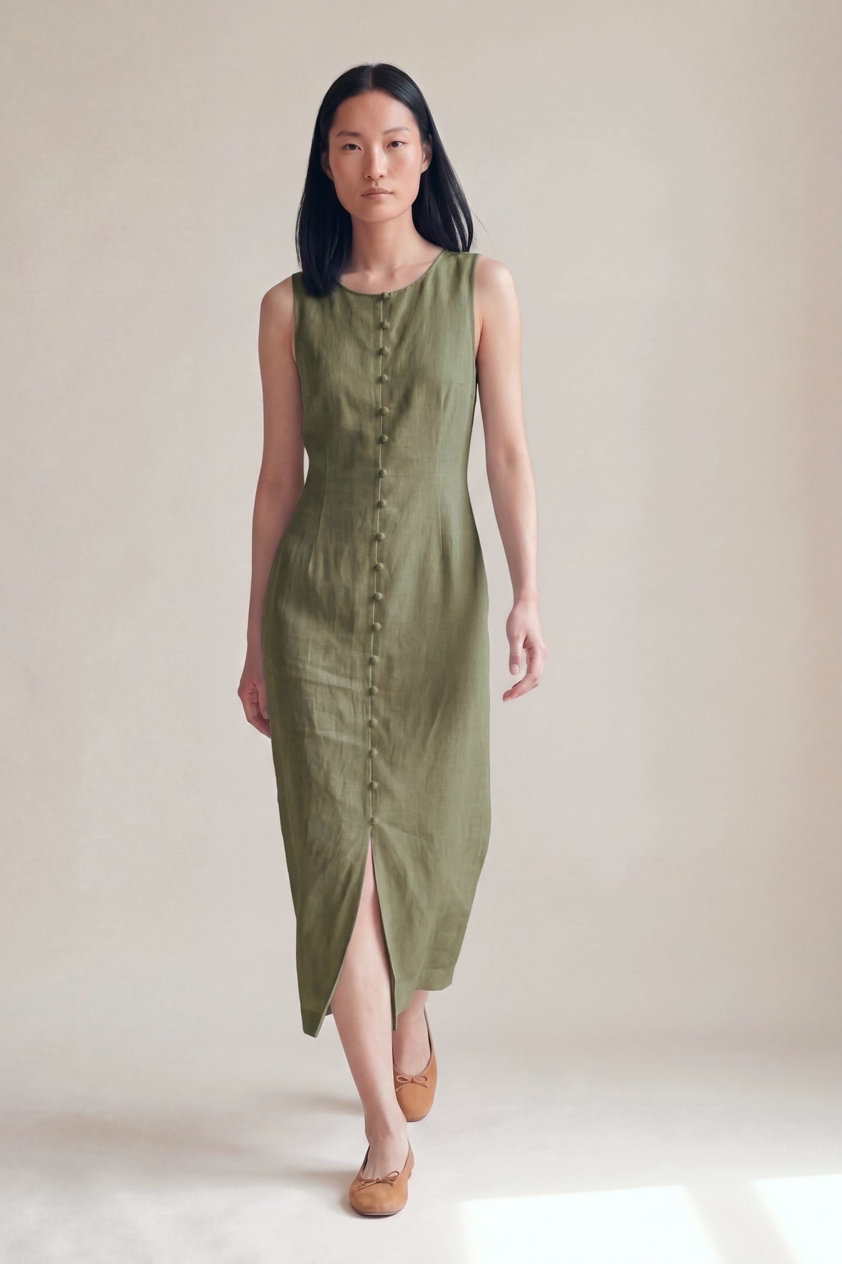 Vestido Midi Carol Verde Militar — Andando